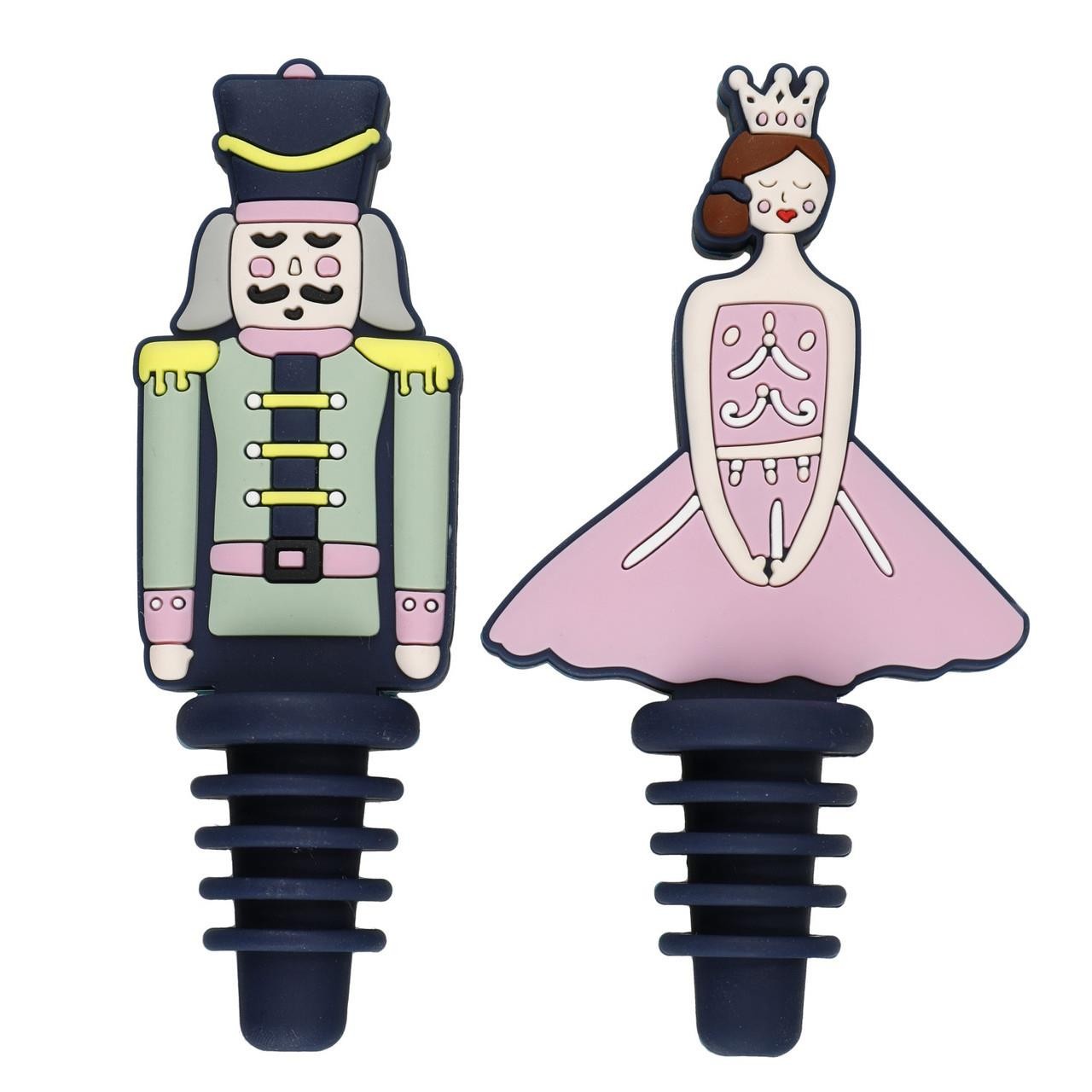 Novelty Bottle Stoppers Christmas Nutcracker Wine/ Champange Corks Set of 2