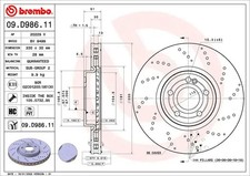 2x Bremsscheibe gelocht/innenbel. 09.D986.11 BREMBO für MERCEDES-BENZ A-KLASSE 2x Bremsscheibe gelocht/innenbel. 09.D986.11 BREMBO für MERCEDES-BENZ A-KLASSE