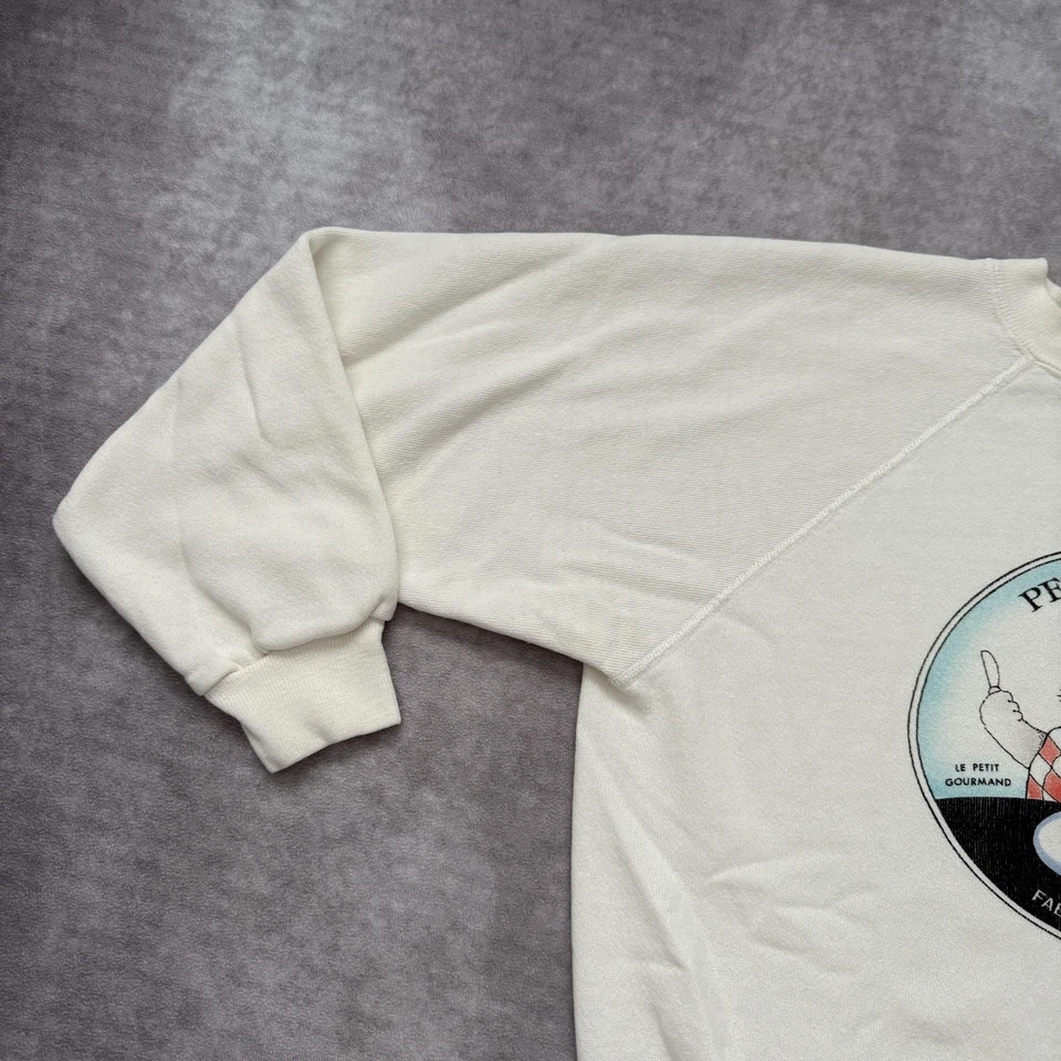 Vintage 80s French Cat Graphic Sweatshirt Size M Mouse Cheese Art Drawing Comic - Image 4 of 4