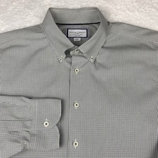 Charles Tyrwhitt Dress Shirt Mens 18-35 Green/Blue Checks Classic Fit No Iron