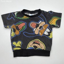Disney Kids Mickey and Friends Black All Over Print Short Sleeve Sweatshirt 12M