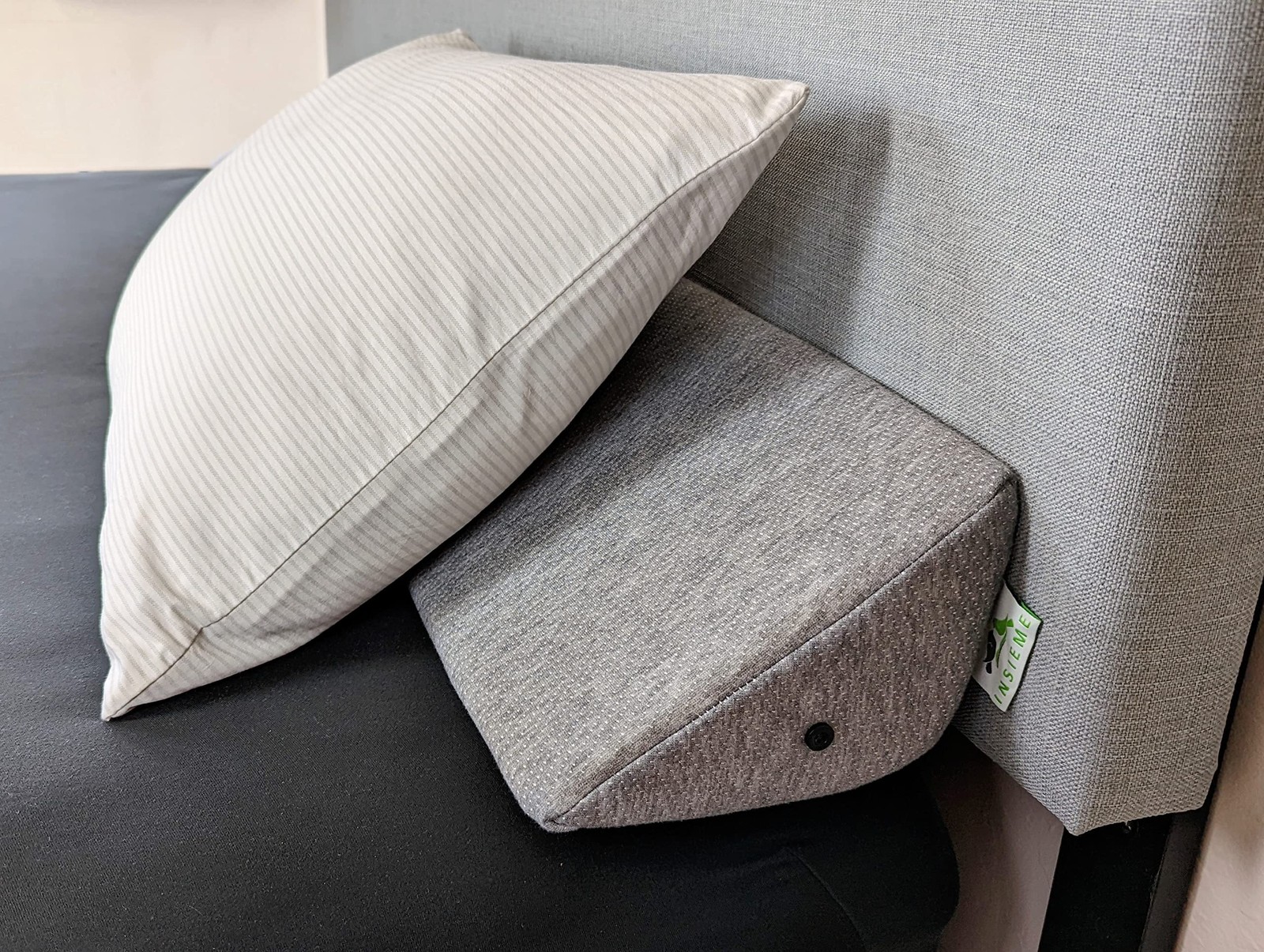 King Size Gray Bed Wedge Pillow for Headboard Gap Support