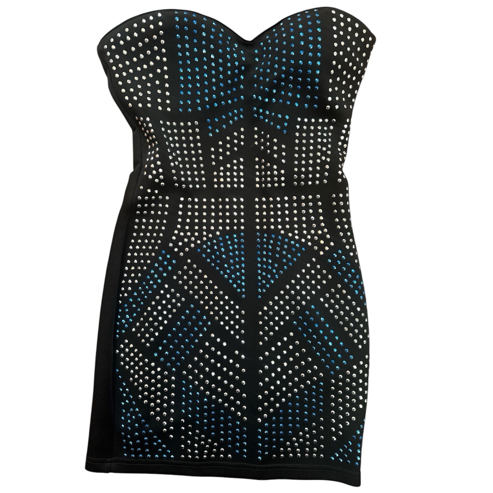 Bebe 2B Studded Strapless Black Bodycon Mini Dress Small NWT