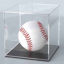 Acrylic Display Case, 4x4x4 Inch Cube With Matte Black Base, Clear Single-Pie...