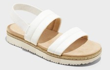 NEW Big Girls Kailan Footbed Sandals Cat  Jack  White Open Toe Slip on Sz 1