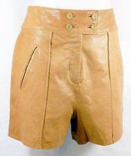 Fashion Women Beige Leather Shorts Real Lambskin Evening Club Party Wear Shorts