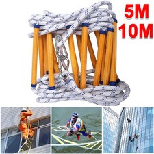 5/10m Emergency Fire Escape Ladder Soft Rope to Deploy W/ Hooks Portable