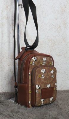 Coach X CBK47 Peanuts Racer Sling Pack in Signature Canvas With
