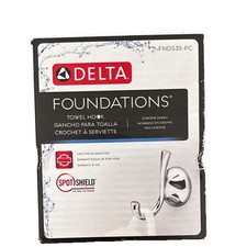 Delta Foundations FNDS35-PC Chrome Towel Hook SpotShield Wall Mounted