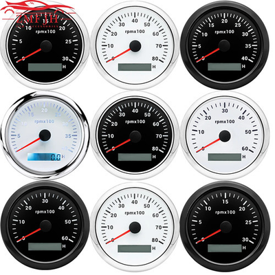 #ad 85mm Tachometer 7Color Backlight Tacho Gauge Waterproof for Car Marine DC 12V24V $88.52