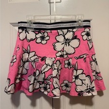Justice Girls 10 Pink Hibiscus Floral Skirt Tropical Summer Stretch