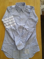 NWOT Thom Browne Blue Oxford Button Down Grosgrain Sleeve Stripes TB1 14.5-32