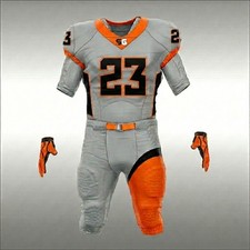 Conjunto de Uniforme de Fútbol Americano Personalizado Gris Naranja Jersey Pantalón Adulto Juvenil 12x