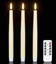 GenSwin Flameless Taper Candles with Remote Timer, Real Wax LED Flickering Ca...