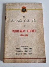 Antique St Kilda Cricket Club Centenary Report book 1856-1956 Complete Rare find