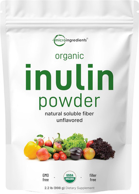 Organic Inulin FOS Fiber Powder, 2.2 Lbs | Quick Water-Soluble Prebiotic | Natur
