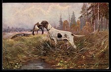 Künstler-AK M. Müller jun.: Jagdhund mit Bi...