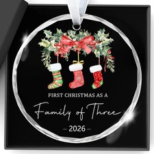 Christmas Ornaments 2026 Our First Christmas as a Family of Three Ornament