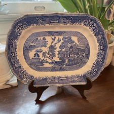 Antique Willow Pottery Co. Blue Willow Oval Serving Platter 12¼”