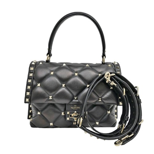 Valentino Garavani Rockstud Spike Candy Shoulder Bag CrossBody Leather Black F/S