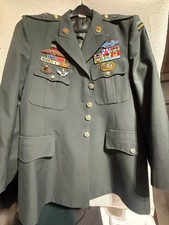 GIACCA MILITARE VINTAGE US ARMY FORZE SPECIALI con spille, nastri e medaglie