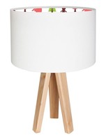 Tischleuchte Kinder Weiß Mit Motiv Holz Stoff Mindy Nachttischlampe Kinderzimmer