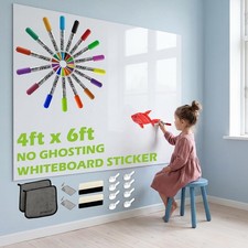 Whiteboard Sticker for Wall, 4x6ft White Board Paper, Super Sticky Dry Erase ...