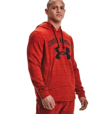 Under Armour Rival Terry Big Logo Hoodie Red Kapuzenpullover Herren Sport Fit - Bild 1 von 2
