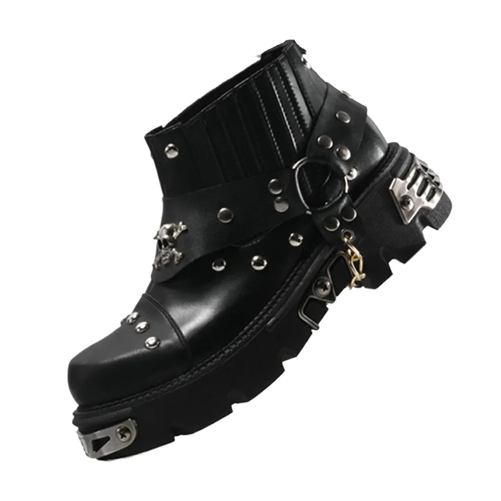 Hombres Bota de Motocicleta Gótica Calavera Punk Vaquero Unisex Metálico Western Chelsea Zapatos
