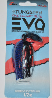 zman z-man tungsten chatterbait elite EVO 1/2oz black blue bass bladed jig