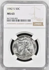 1942 S Walking Liberty Half Dollar - NGC MS63 - A308
