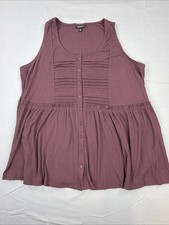 Torrid Size 0 Plum Ribbed Babydoll Tank Top Button Flowy Plus 12 148862