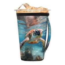 Iced Coffee Sleeve with Handle, Ocean Turtle Cup Sleeve 30oz - 32oz L(30-32oz)