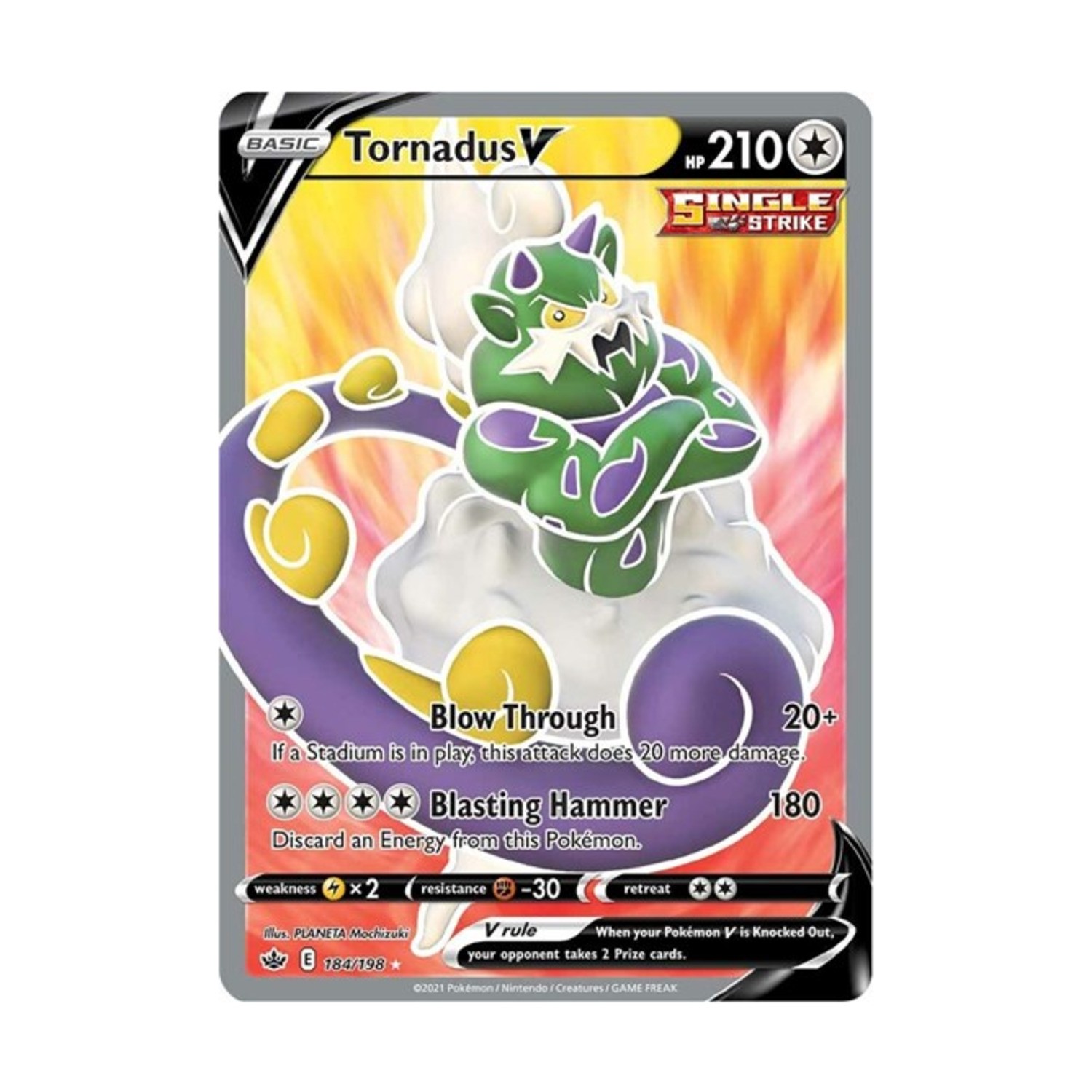 Pokemon SWSH06: Chilling Reign Tornadus V (Full Art) (UR) #184/198 (Holo) NM