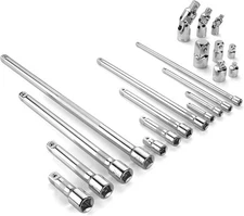 20 Piece Socket Extension Set, 1/4", 3/8" and 1/2" Drive Bar,...