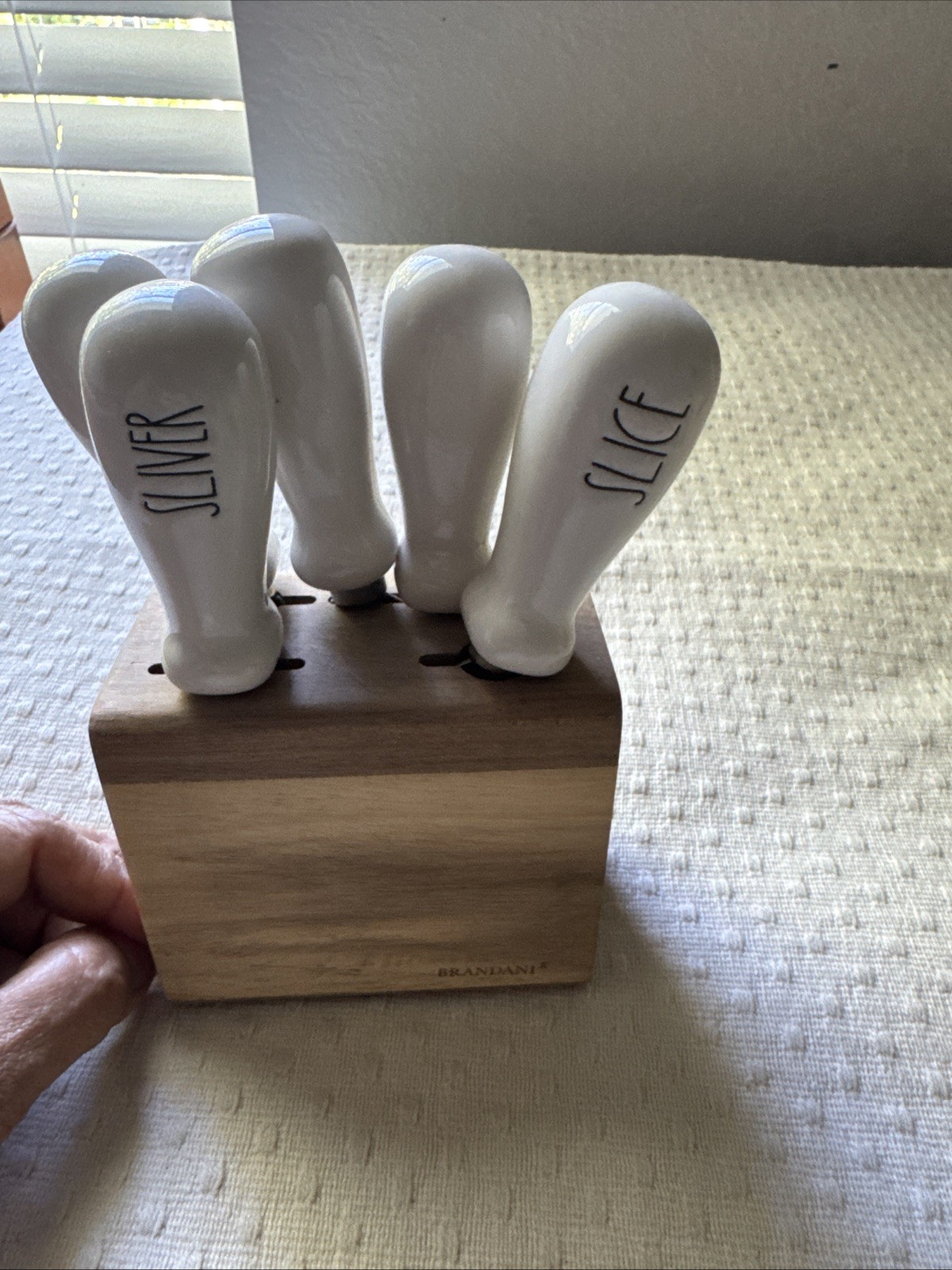 Rae Dunn Cheese Plate And Knife Set With Wood Block Great For Holidays New