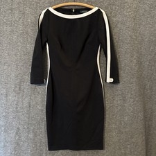Lauren Ralph Lauren Long Sleeve Black White Color Block Business Midi Dress Sz 4