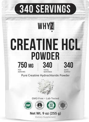 Whyz Pure Creatine HCL Powder Unflavored HCL Creatine Supplement Mix Non-GMO