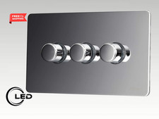 Schneider Ultimate Screwless 3Gang 2Way LED Dimmer Switch 75W - Polished Chrome