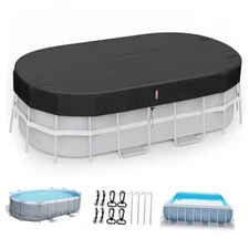  10x16 FT Oval Pool Cover with Above Ground Pool, Solar Rectangular Pool Cover 