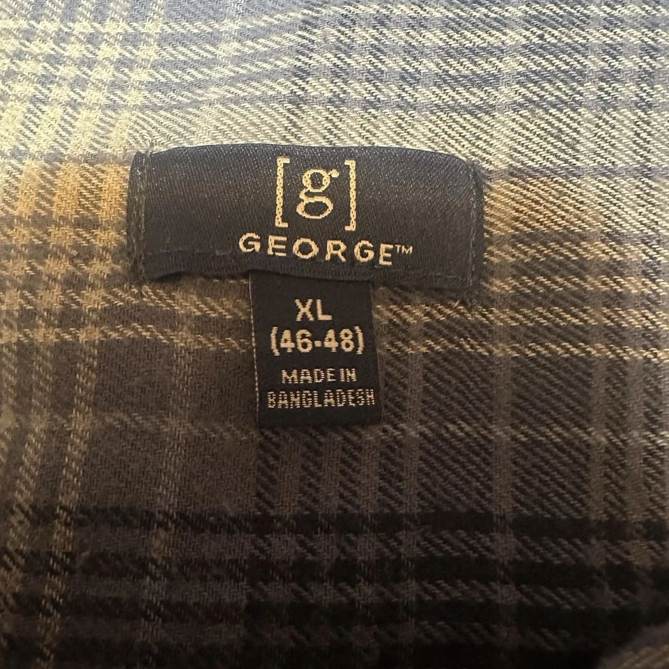 GEORGE Flannel Men’s XL Long Sleeve Button Up Blue & Grey Striped - Image 3 of 4