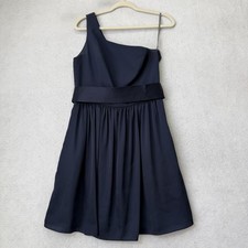 White By Vera Wang Dress Womens 10 Blue One Shoulder Fit Flare Chiffon Short