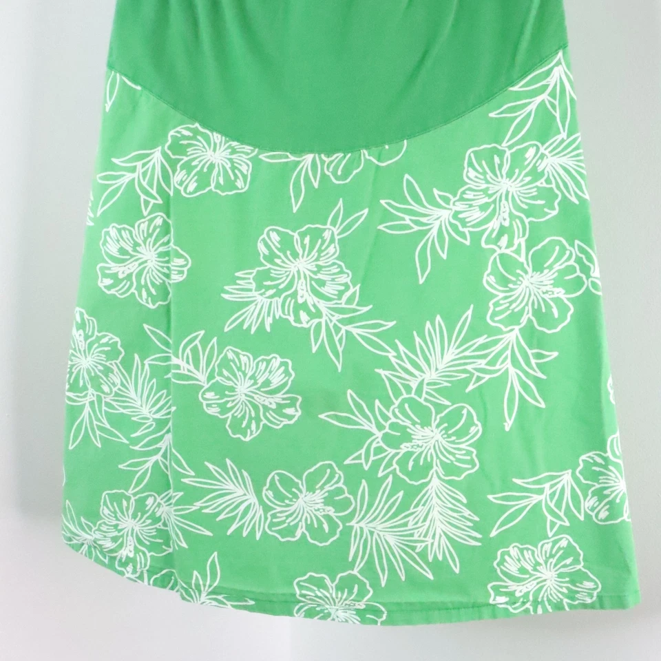 Duo Maternity Women's S Cotton Lightweight Green Floral A-Lint Knee Length Skirt - Image 3 of 4