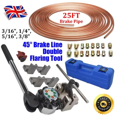 WINHOLDER Brake Line Flaring Kit Double Flaring Tool 45° 3/16"-3/8" Tube 25ft Brake Pipe