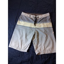 Hurley Mens Phantom Striped Board Shorts Blue Grey Swim Trunks Size 29