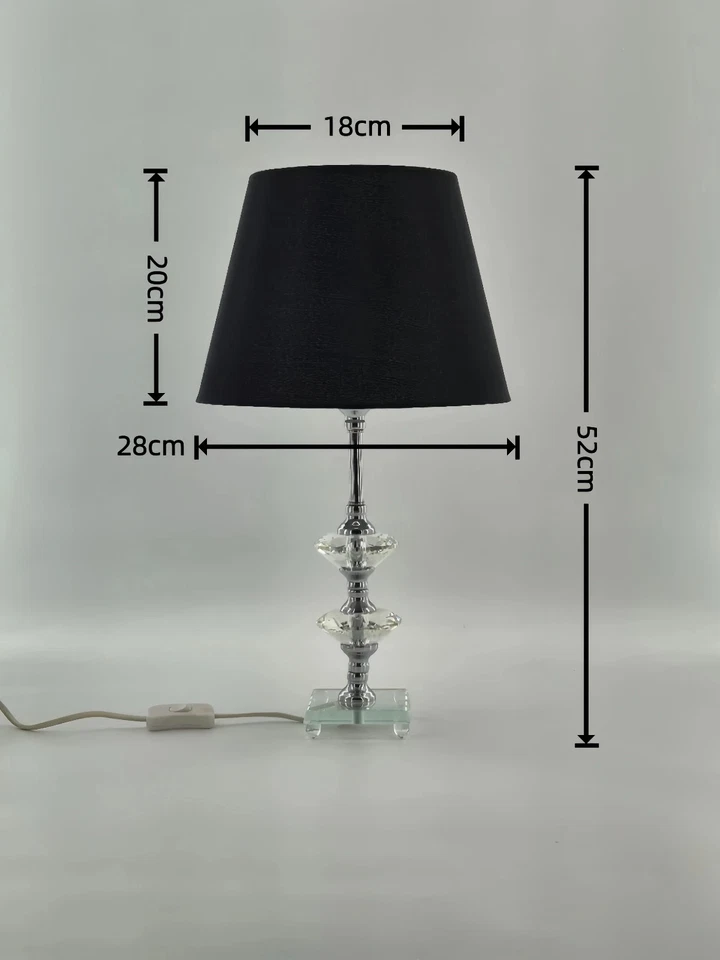 Elegant  Crystal Bedside Lamp With Black /White Lampshade - image 3 of 4