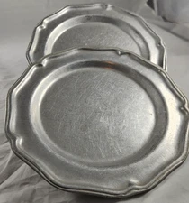 Set of 4 Vintage Bon Chef Scalloped Edge Aluminum Salad Plates 8.5" Pewter Look