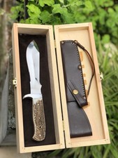 Handmade Fixed Blade Hunting Knife Stag Horn Handle German Style Outdoor Knife