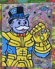 WILL STREET original painting 24x30 / Thanos monopoly Art banksy marvel alec pop