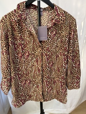 laura scott brown sleeve top size large